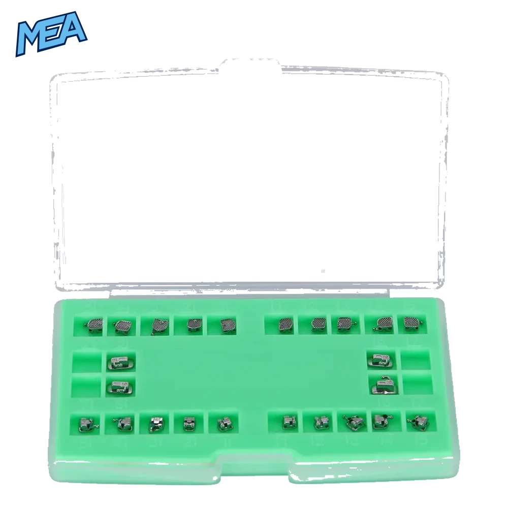 AZDENT Passive Self Ligating Brackets MIM Monoblock MBT/Roth 0.022 Hooks 3-4-5 With Buccal Tubes (5 Boxes) 4 Self ligating bracket kit in storage case with 20 brackets and 4 buccal tubes