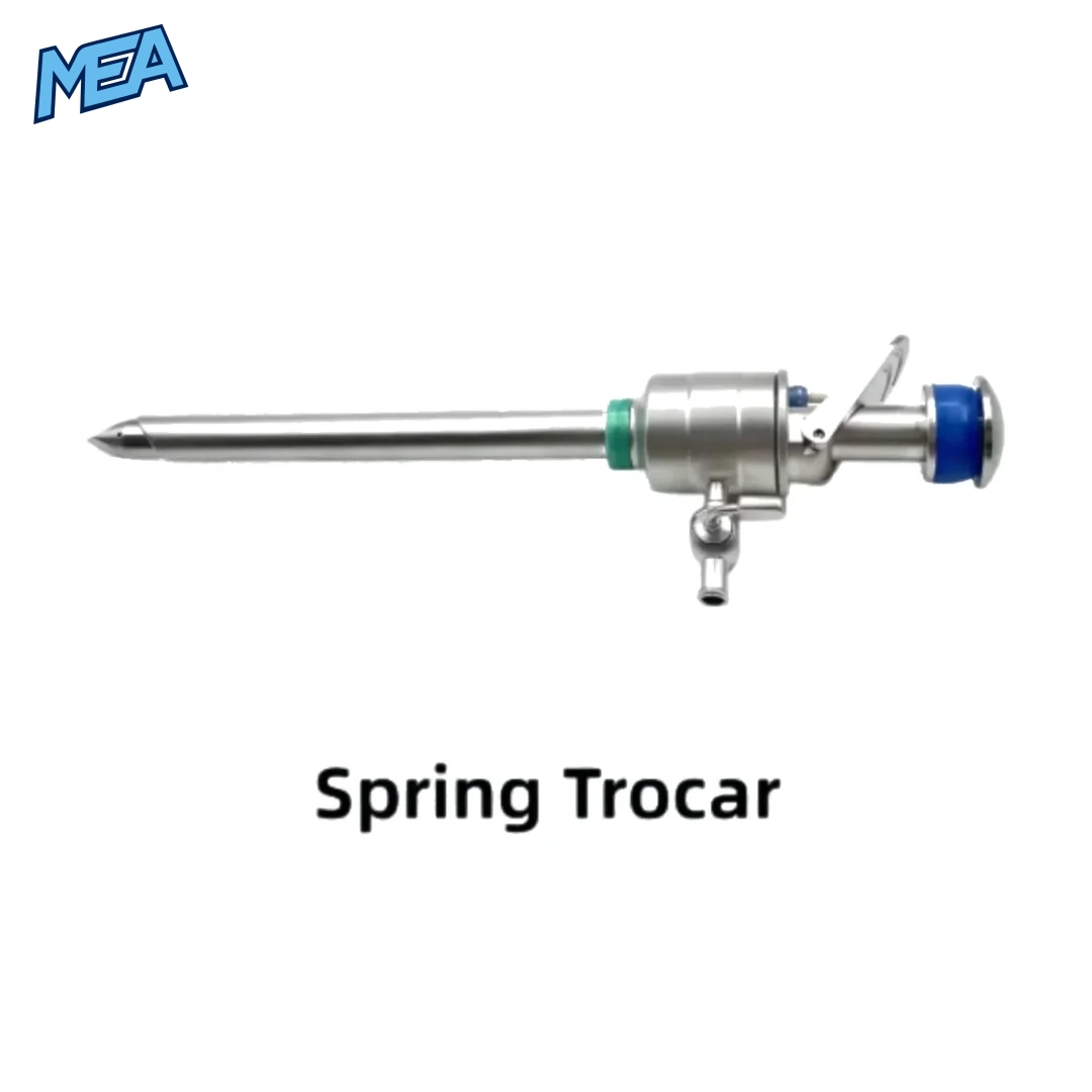 Spring trocar for laparoscopic surgery with magnetic spring mechanism and safety design