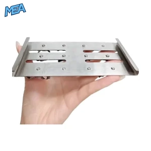 Empty stainless steel rubber dam clamp organiser tray with 12 dental clamps laid out