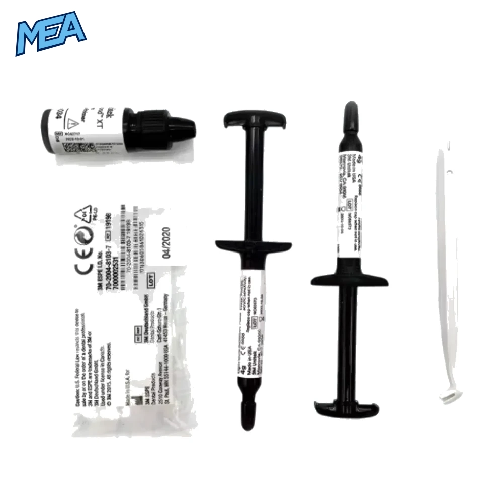 3M Transbond XT Light Cure Orthodontic Adhesive Kit 712-035 (712 035) 2x4g Adhesive Syringes Primer/ml Brush Tips and Brush Holder 2 Transbond XT 712-035 orthodontic adhesive kit by 3M with light cure bonding system syringes primer and dental bracket accessories