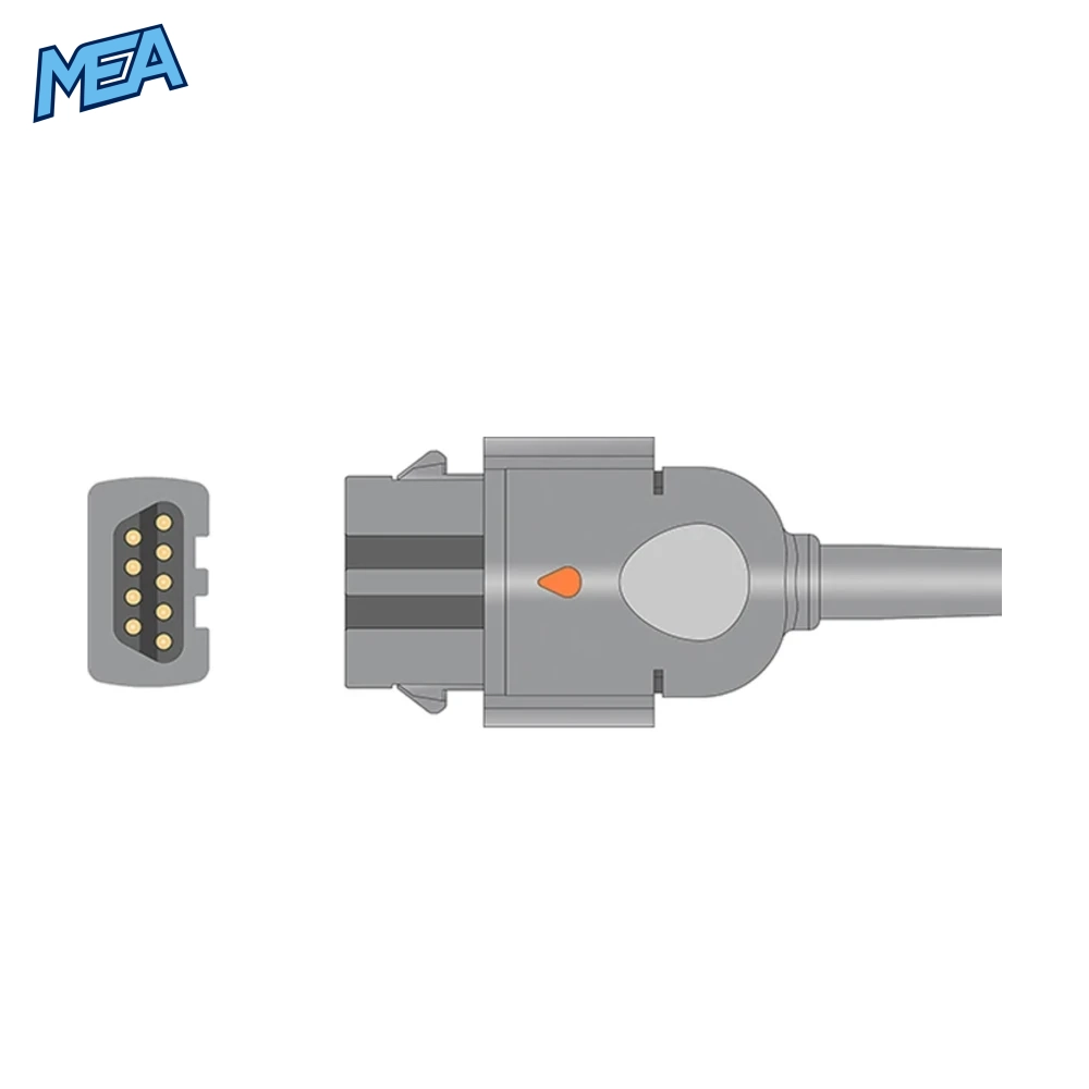 GE TruSignal TS-E4-MC Adult Ear Clip SpO2 Sensor 3.0m (9 Pin Reusable New) 2 9-pin TruSignal connector diagram for TS-E4-MC adult ear clip SpO2 sensor