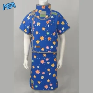 Two-piece lead vest and skirt X-ray protection apron in blue floral print with collar