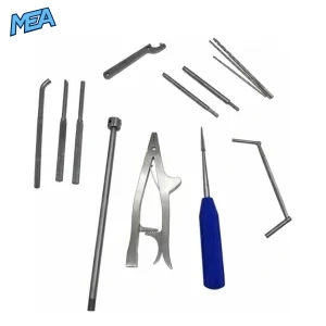 Veterinary orthopedic drill bits, locking pliers, AWL, and elastic nail guide instruments for intramedullary nailing