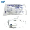 Veterinary infusion set with screw luer-lock connector in sterile packaging