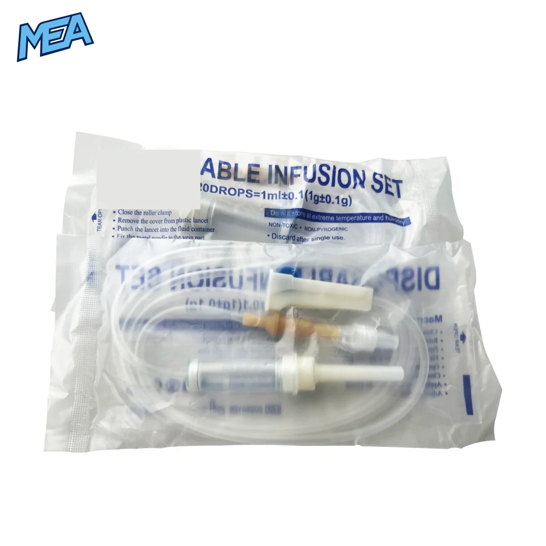 Screw mouth veterinary infusion set in individual sterile pouch