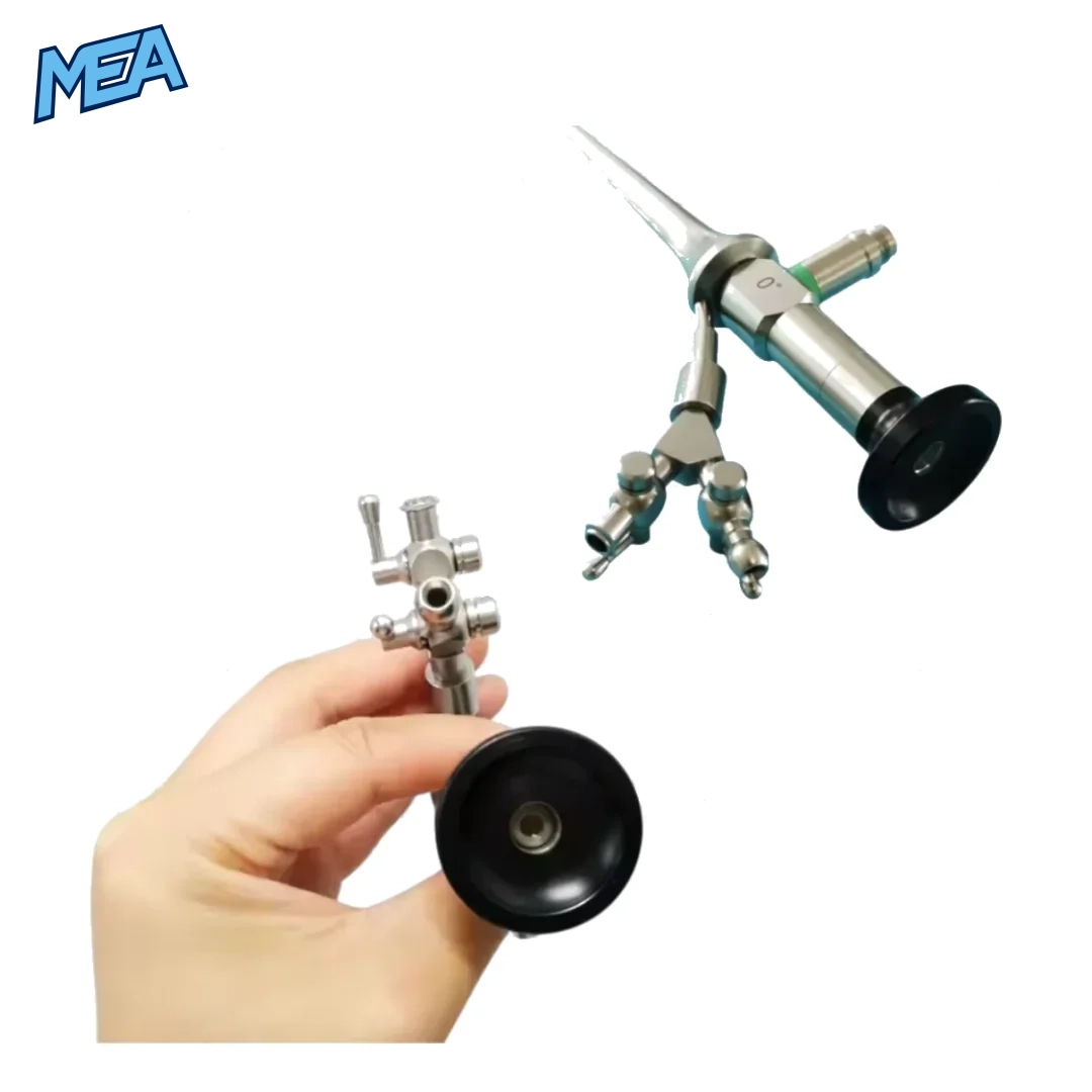 Veterinary otoscope with Fr5 working channel and biopsy forceps for animal ear examination
