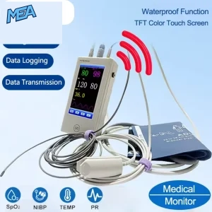 Portable vital signs monitor with SpO2, NIBP, temperature and pulse-rate monitoring, 5-inch TFT touchscreen