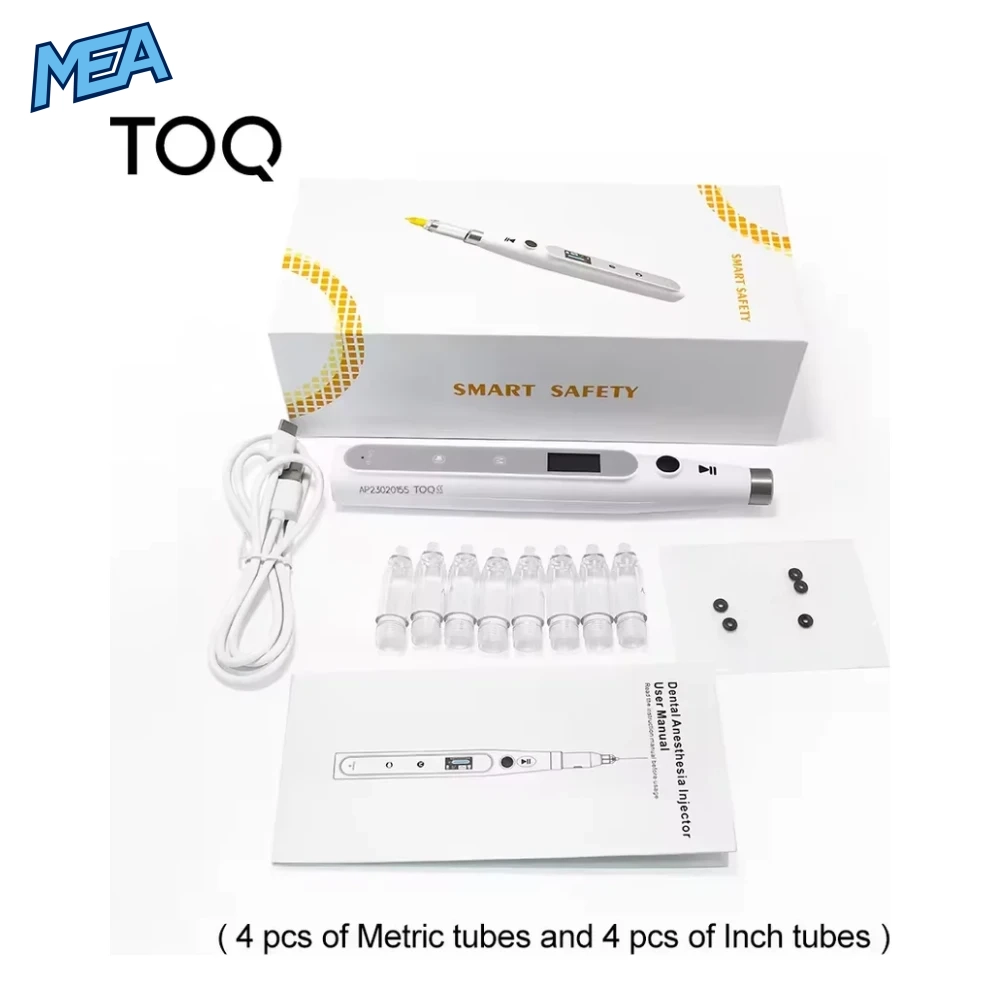 TOQ III Wireless Dental Anesthesia Injector Portable Painless Local Anesthesia Pen with LCD Display & Aspirating Suction 1 TOQ III wireless dental anesthesia injector full kit with pen, USB charging cable, carpule tubes and user manual