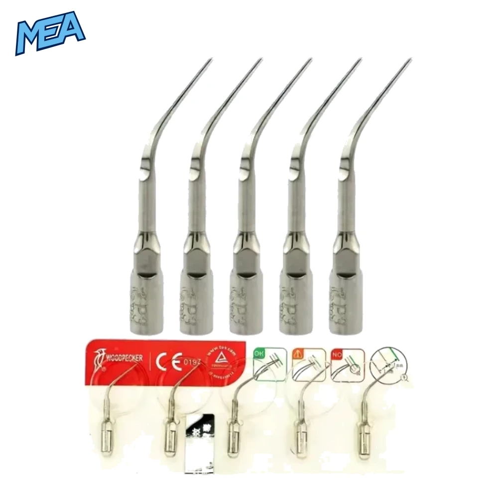 5Pcs Woodpecker P3 Dental Ultrasonic Scaler Tips Scaling Tips for EMS Mectron Handpiece Dentistry Materials 1 Woodpecker P3 dental ultrasonic scaler tips 5pcs set EMS compatible periodontal scaling tips