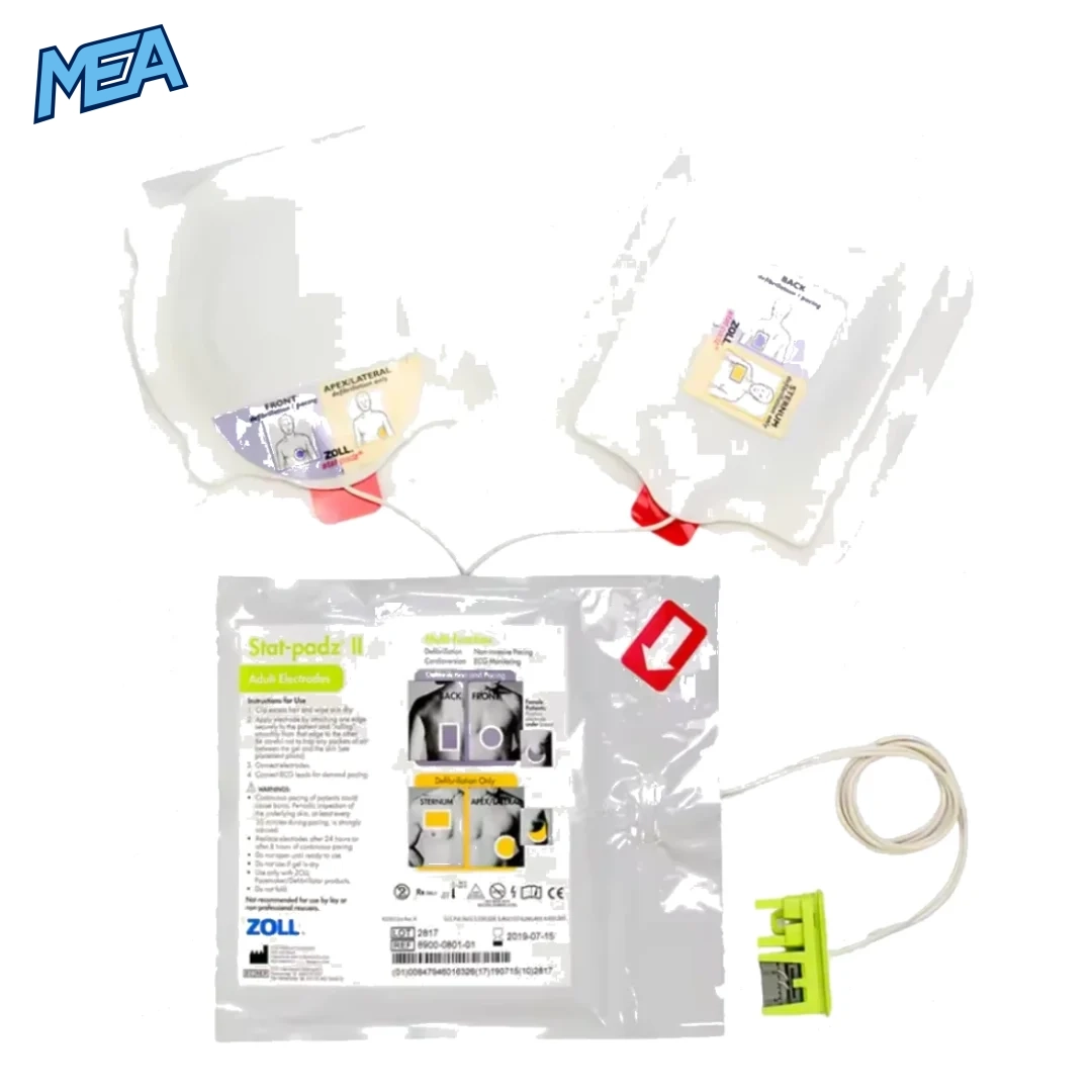 ZOLL AED replacement electrodes Stat-Padz II 8900-0801-01 with tear-away packaging for emergency defibrillation